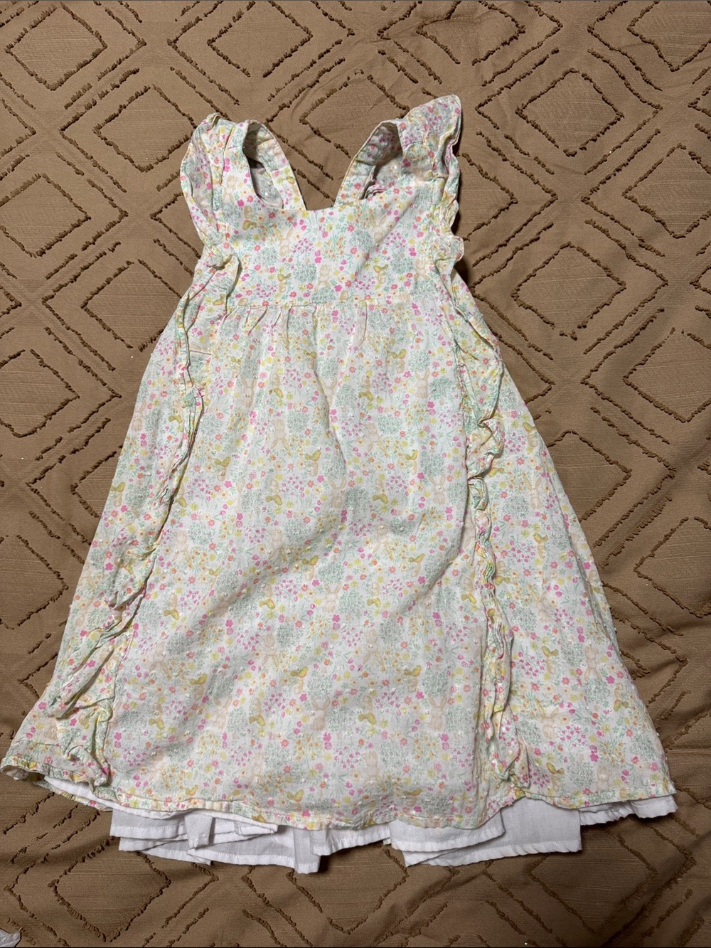 Shabby Chic Floral Ruffle Sundress - Pink, Yellow & Green